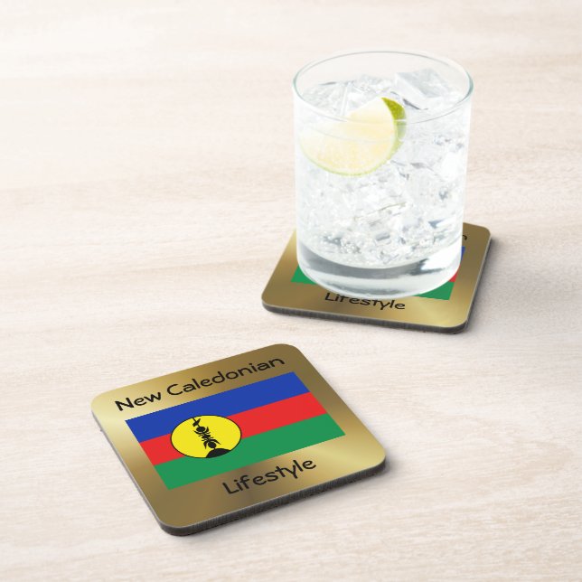 New Caledonia Flag+Text Coaster (Right Side)