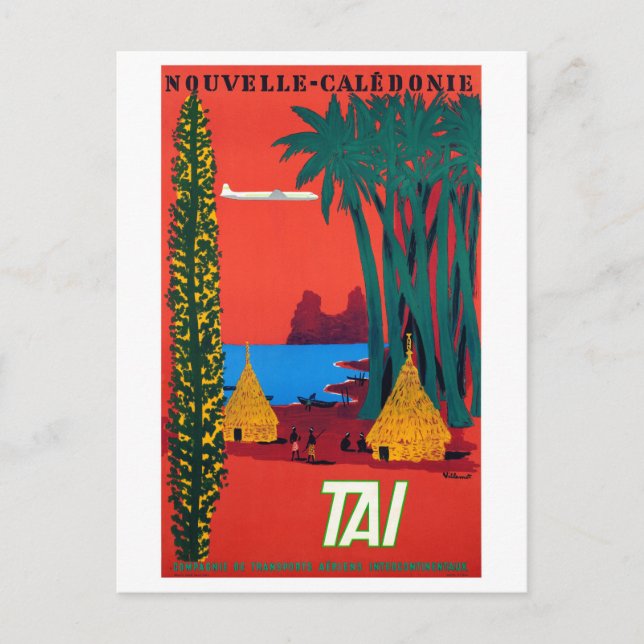 New Caledonia Vintage Poster Restored Postcard (Front)