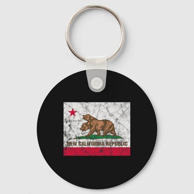 New California Republic Ncr State Distressed Flag  Keychain (Front)