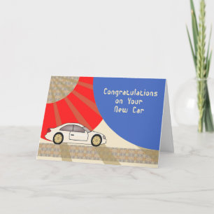 New Car Congratulations Card with Champagne Car
