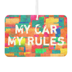 New Car Gift. Colourful Pattern with Message Air Freshener