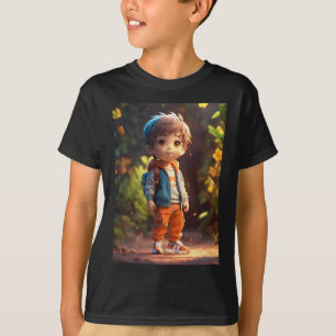 New cartoon cute boy print  T-Shirt