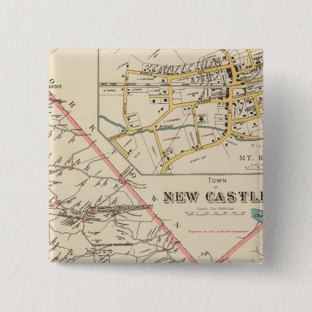 New Castle town 2 Inch Square Button (Front)