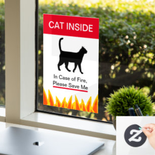 NEW! Cat Inside In case of Fire -Protect your Pets Window Cling
