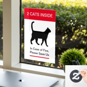 NEW! Cat Inside In case of Fire -Protect your Pets Window Cling
