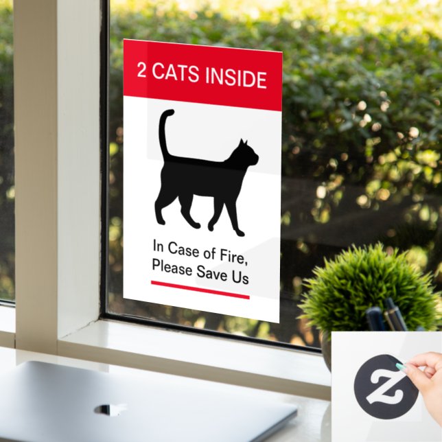 NEW! Cat Inside In case of Fire -Protect your Pets Window Cling (Office)
