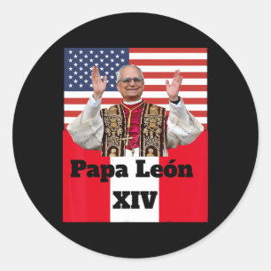 New Catholic Pe Leo Xiv Papa León Peru U.s.a. Conn Classic Round Sticker