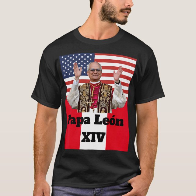New Catholic Pe Leo Xiv Papa León Peru U.s.a. Conn T-Shirt (Front)