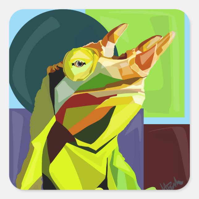 New Cham On The Block—Jackson’s Chameleon  Square Sticker (Front)