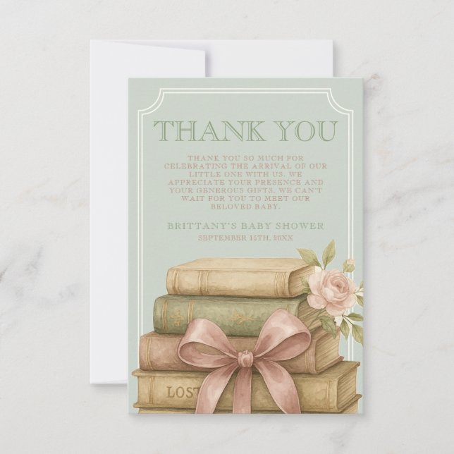 New Chapter Awaits Baby Shower Flat Thank You Card (Front)