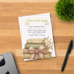 New Chapter Awaits Pink Bow Baby Shower Acrylic Invitations