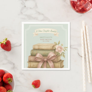 New Chapter Awaits Pink Bow Baby Shower Napkin