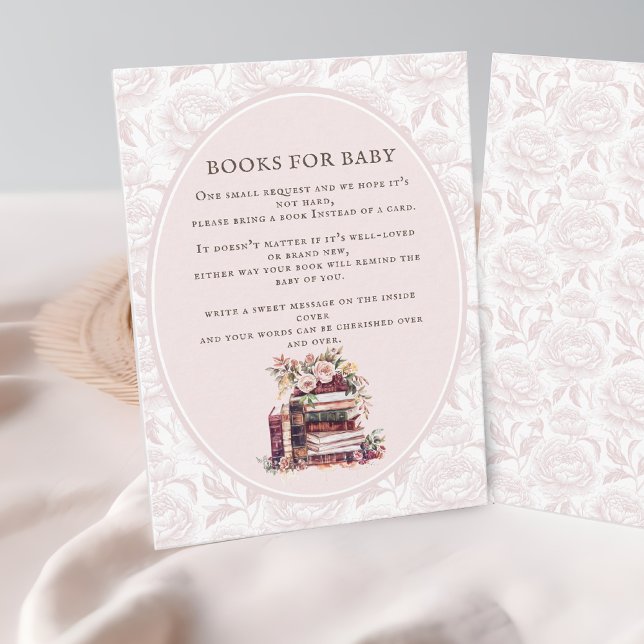 New chapter baby shower bring a book blush peony enclosure card (Creator Uploaded)