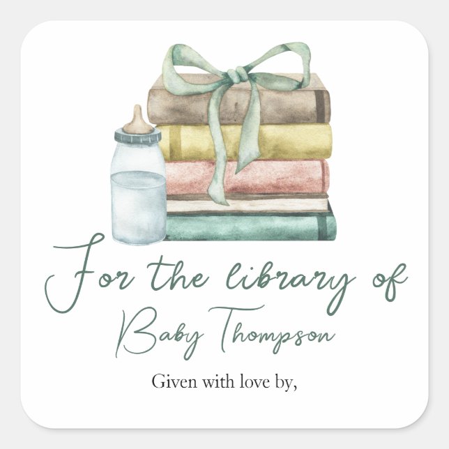 new chapter baby shower - for the library of square sticker (Front)