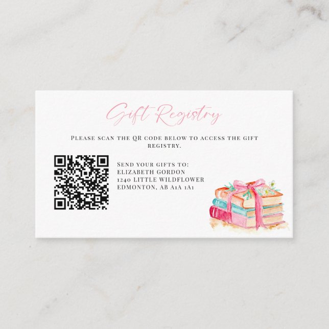New Chapter Baby Shower Gift Registry QR Book Enclosure Card (Front)