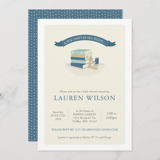 New Chapter Baby Shower Invitation - blue (Front/Back)