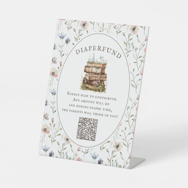 New chapter baby shower wildflower diaperfund pedestal sign (Front)