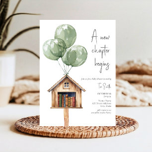 New Chapter Balloons Library Book Baby Shower Invitation