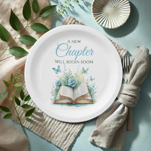New Chapter Begin Blue Boy Brunch Book Baby Shower Paper Plate
