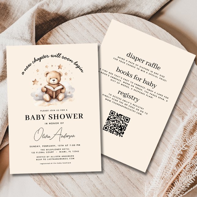 New Chapter Begins All in One Bear Baby Shower Invitation (Creator Uploaded)
