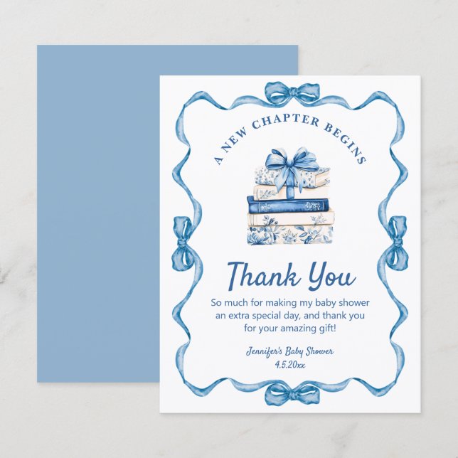 new chapter begins, blue ribbon books thank you card (Front/Back)