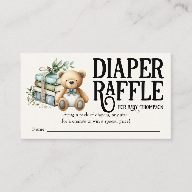New Chapter Begins Book Baby Shower Diaper Raffle Enclosure Card (Front)