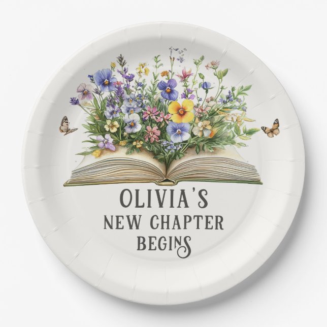 New Chapter Begins Book Baby Shower Paper Plates  (Front)