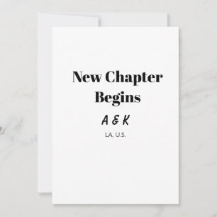 NEW CHAPTER BEGINS couple name wedding PLACE SIMPL Invitation