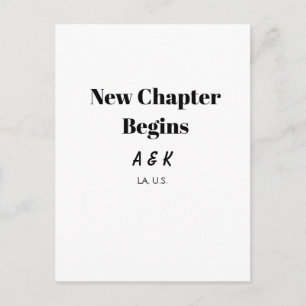 NEW CHAPTER BEGINS couple name wedding PLACE SIMPL Postcard