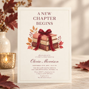 New Chapter Begins Fall Bridal Luncheon Shower Invitation