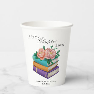 New Chapter Begins Floral Bridal Shower Paper Cups