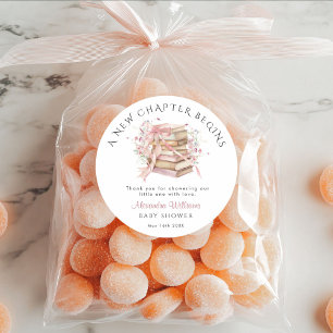 New Chapter Begins Pink Baby Shower Shower Sticker