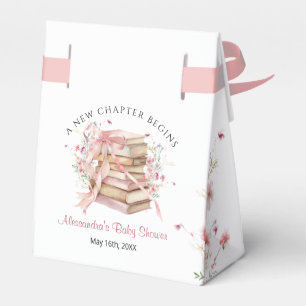 New Chapter Begins Pink Bow Baby Shower Favor Box