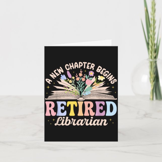 New chapter begins retired librarian retirement card (Front)