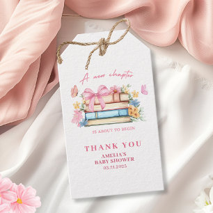 New Chapter Begins Vintage pink Baby Shower favor Gift Tags