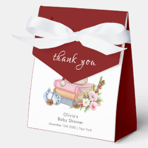 New Chapter Begins Winter Floral Baby Shower Favor Box