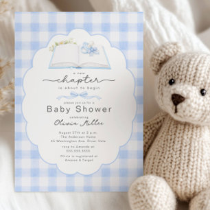 New Chapter Blue Book Baby Shower Invite