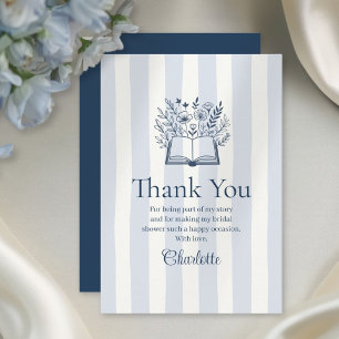 New Chapter Blue Script Bridal Shower Thank You Card