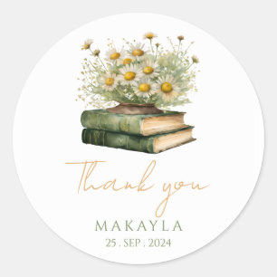 New Chapter Boho Book Floral Bridal Shower Classic Round Sticker