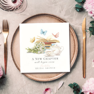 New Chapter Book Butterfly Bridal Shower Napkin