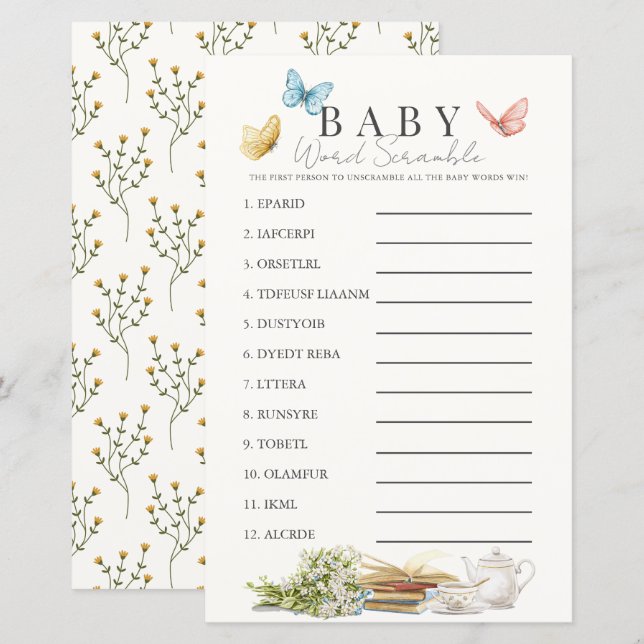 New Chapter Book Tea Baby Word Scramble Game (Front/Back)