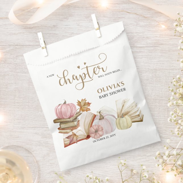 New Chapter Book Theme Blue Pumpkin Baby Shower Favour Bag (Clipped)