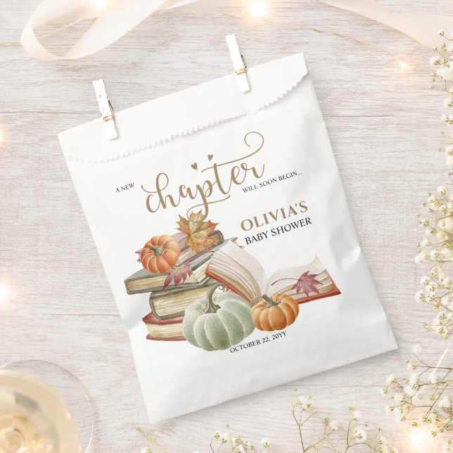 New Chapter Book Theme Pumpkin Fall Baby Shower Favour Bag (Clipped)