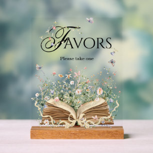 New Chapter Book Theme Wildflower Favours Acrylic Sign