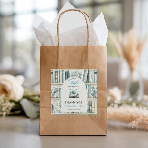 New Chapter Boy Library Book Baby Shower Decor Square Sticker