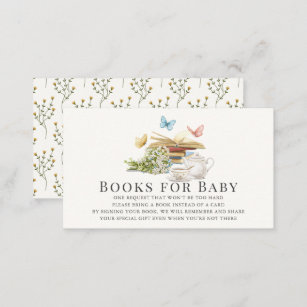 New Chapter Butterfly Baby Shower Book Request Enclosure Card