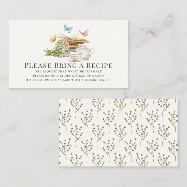 New Chapter Butterfly Bridal Shower Recipe Request Enclosure Card (Front/Back)