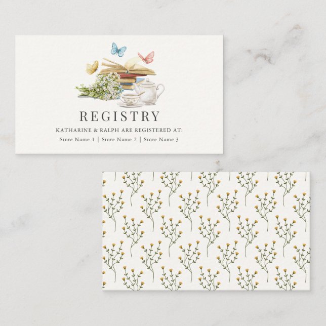New Chapter Butterfly Wedding Gift Registry Enclosure Card (Front/Back)
