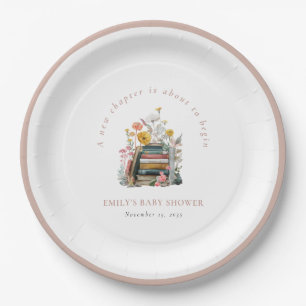 New Chapter Floral Baby Shower Paper Plate