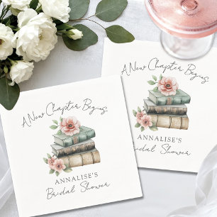 New Chapter Floral Book Bridal Shower Napkin
